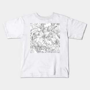 Hand drawn graphic daylily flower Kids T-Shirt